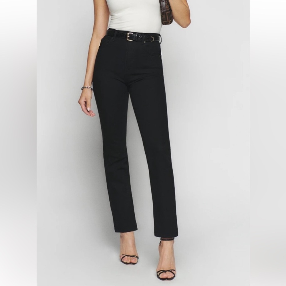 SOLD | Reformation Liza Ultra High Rise Straight Jeans 24 Black